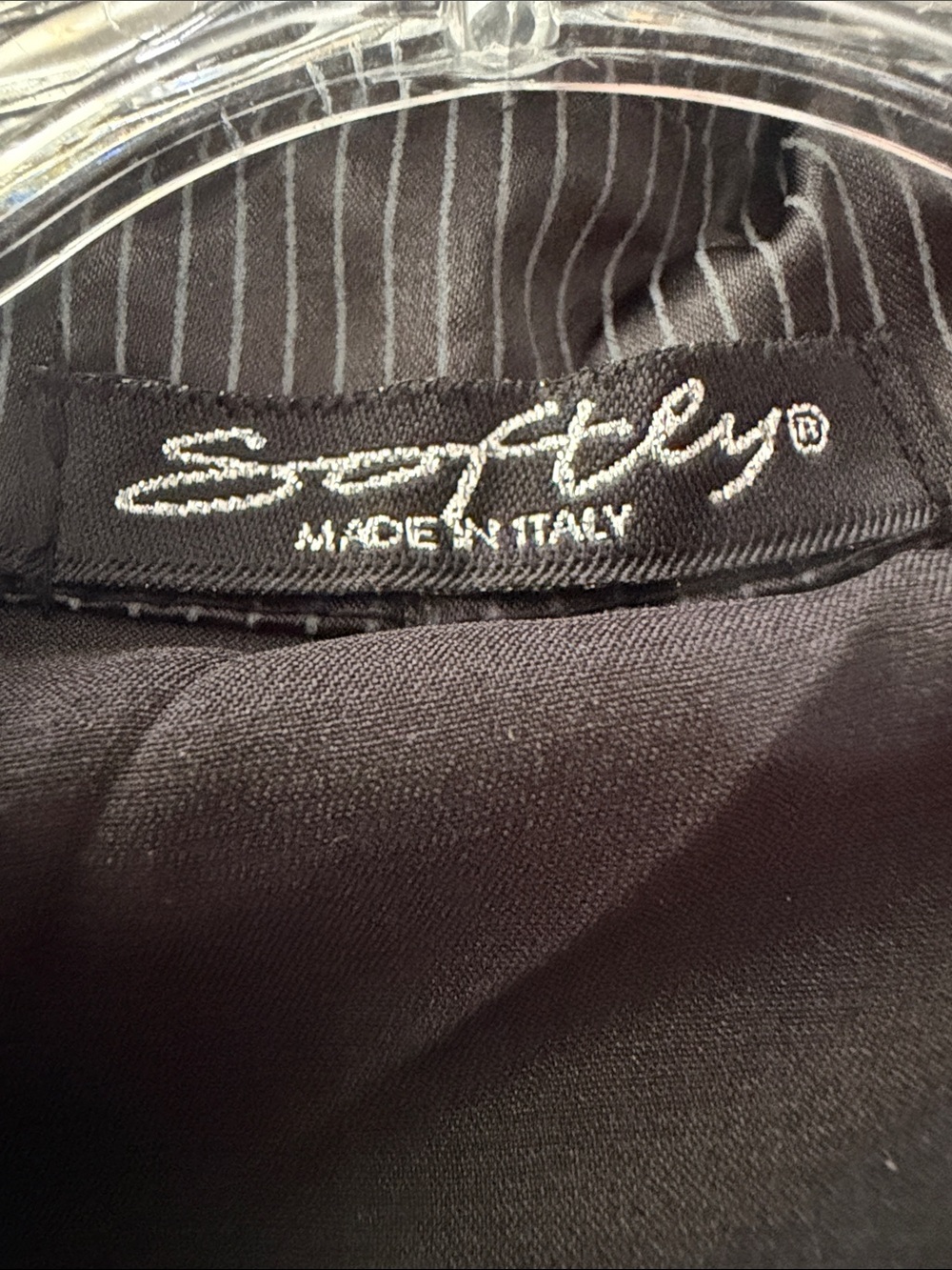 Pinstriped Tie-Neck Blazer with Fitted Knit Waist - Picture 2 of 3